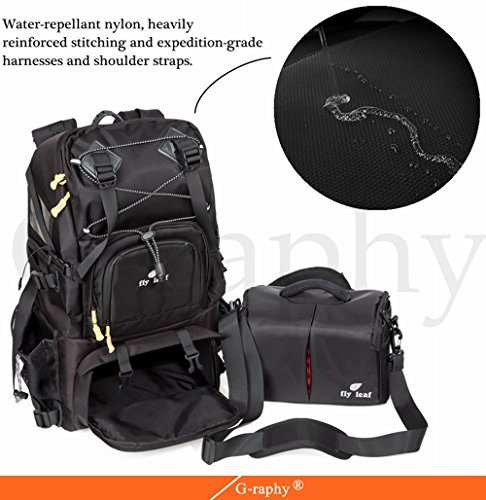 G-raphy Large Camera Backpack Bag Hiking Travel Backpack for All DSLR SLR Cameras, Laptops, Tripods and Accessories (Black) - Thumbnail 5