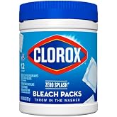 Clorox Zero Splash Bleach Packs, 12 Count, 4 Pack | Throw in the Washer, No Mess Formula, Laundry Whitening, Pre-Measured Packs, Splash-Free