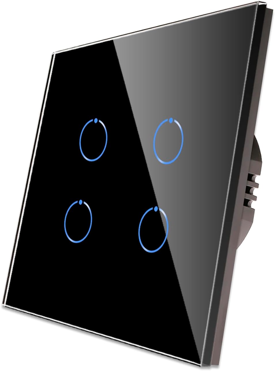 CNBINGO Touch Light Switch Black Tempered Glass 4-Gang 240V 500W/Gang