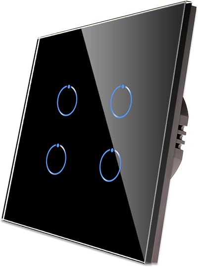 CNBINGO Touch Light Switch Black Tempered Glass 4-Gang 240V 500W/Gang
