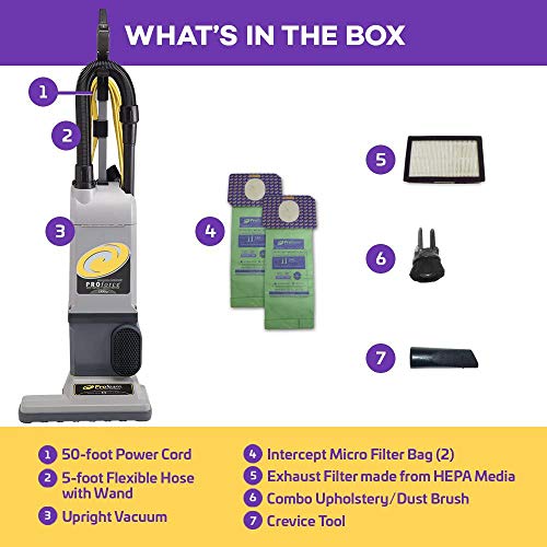 ProTeam ProForce 1500XP Bagged Upright Vacuum Cleaner with HEPA Media