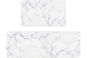 VBTGVE Marble Kitchen Rugs, Kitchen Rug Set 2 Piece Kitchen Runner Rug Kitchen Floor Mat, Cushioned Anti Fatigue Kitchen Mat 