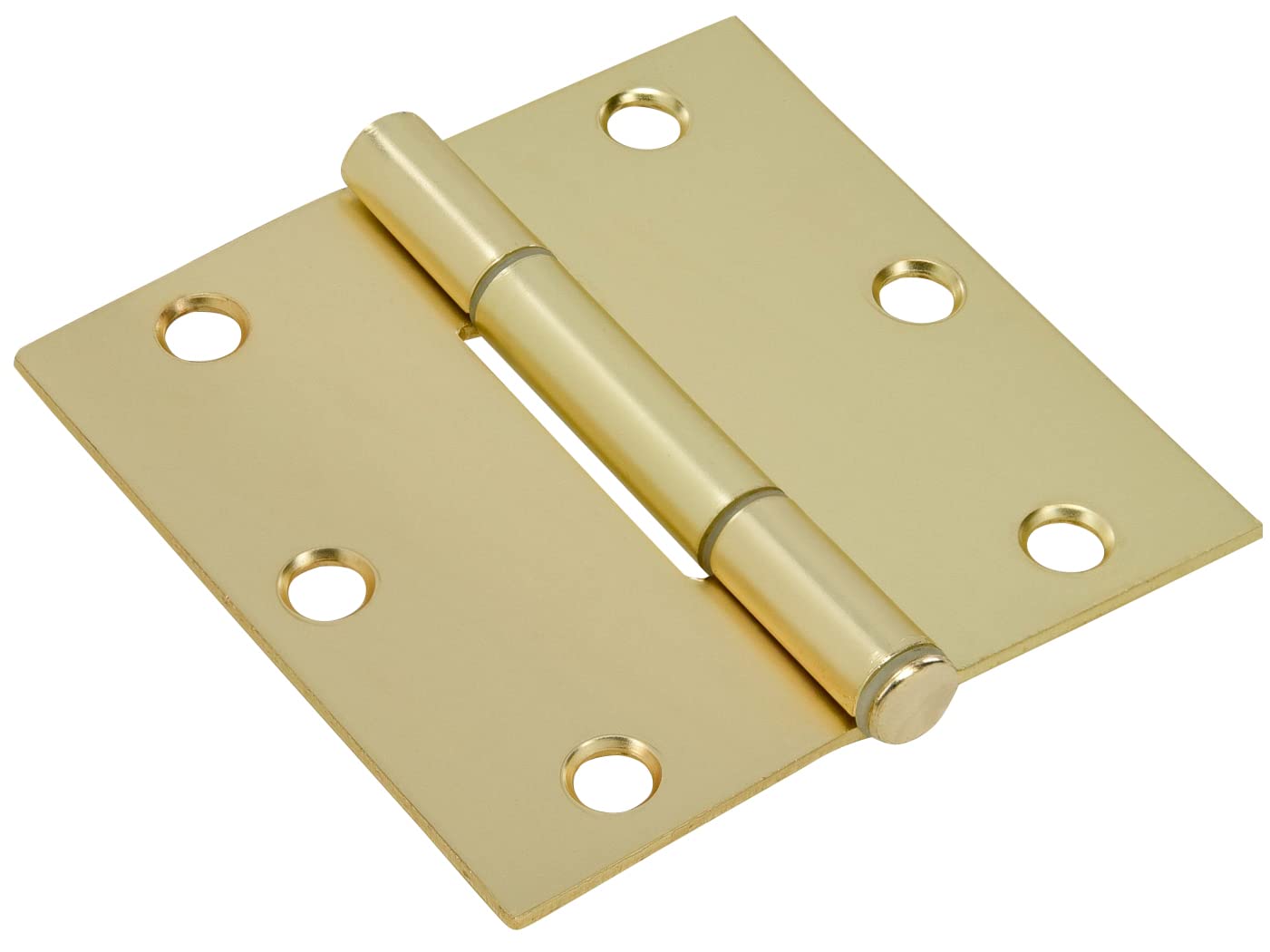 Squeak-Proof 3-1/2in Square Radius Satin Brass Door Hinge (3 Count)