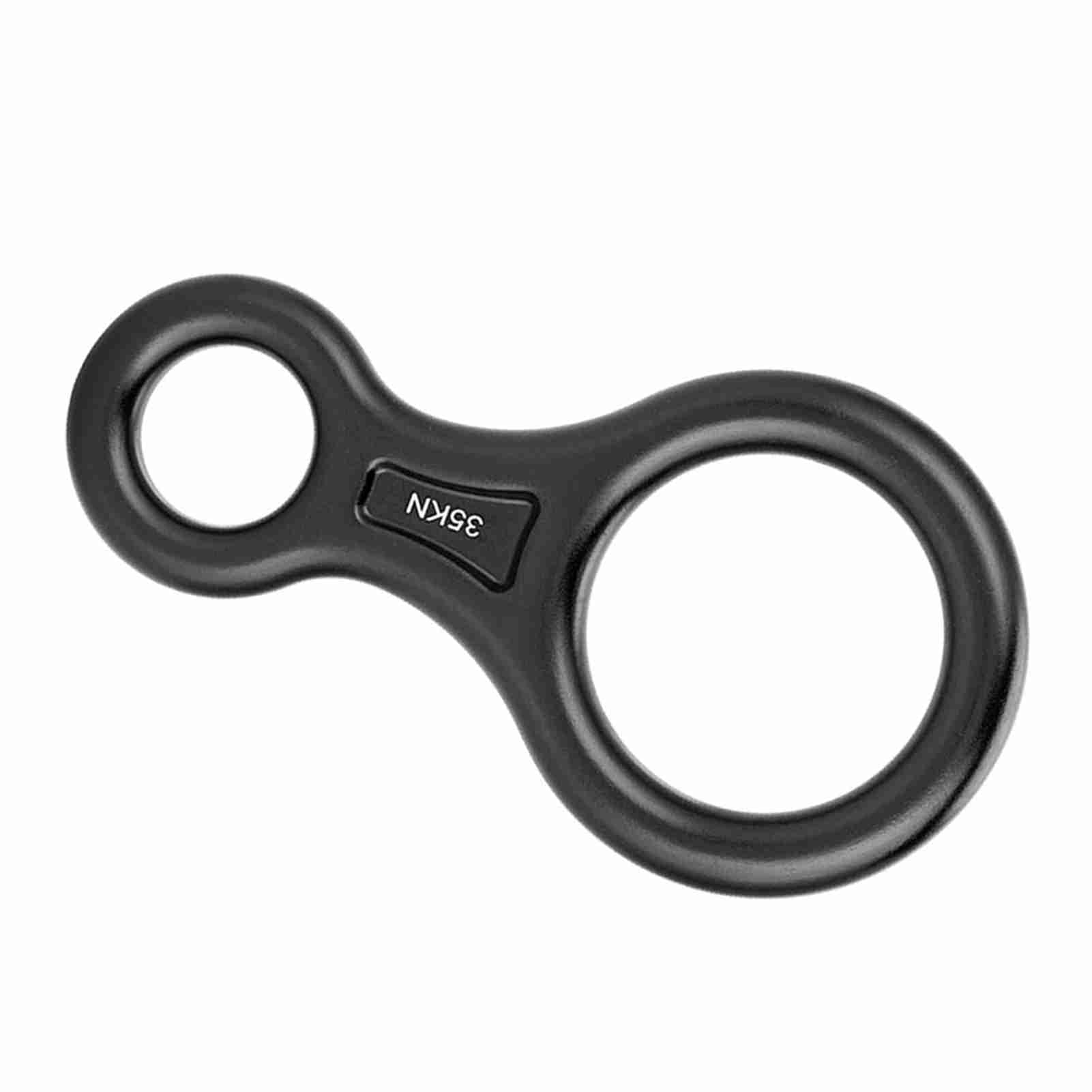 8 Ring Descender, 35KN Figure 8 Word Rope Descender Rappel Ring Rock Climbing Device, Rappel Gear Downhill Equipment for Rappelling Climbing Downhill (Black)