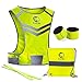 Reflective Vest with PocketUnique Design + 2 Wristbands + Bag | High Visibility Gear Set Perfect for Running Walking Cycling Jogging Motorcycle Safety & Construction | Fully Adjustable(Mens & Womens) W/Lightweight Comfortable & Breathable | Fluorescent Yellow