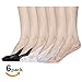 Womens Lace 6 Pair Various Color Non-skid Low Cut Boat Socks With Toe Grip (Black2 white1 grey1 pink1nude1),Large