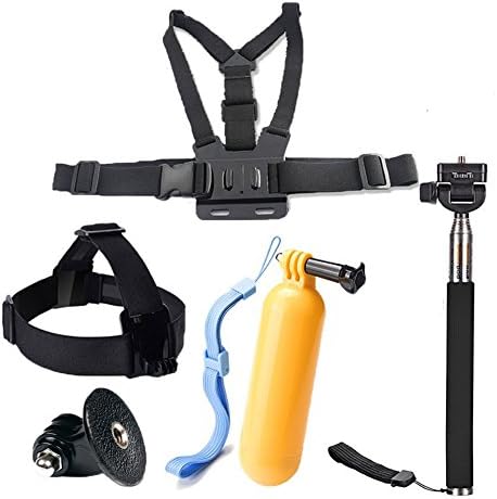 4 in 1 Ultimate Gopro Accessories Pack Head &amp; Chest Strap &amp; Monopod &amp; Yellow Hand Grip Floating Mount for Hd &amp; Hero 1/2/3/4(4 in 1 Kit)