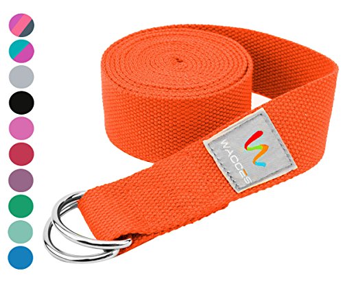 Wacces D-Ring Buckle Cotton Yoga Straps Bands – Best for Stretching (Orange, 8 ft)
