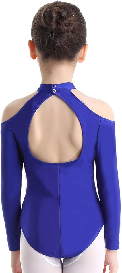 Amazon.com: Hansber Girls Off-Shoulder Long Sleeves Cutout Back Ballet Dance Gymnastics Leotard 