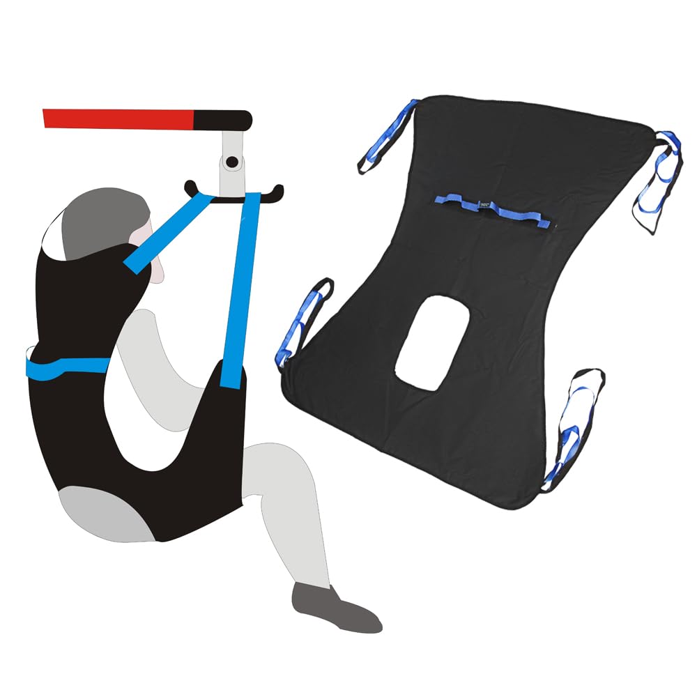 Patient Lift Sling for Hoyer Home Use Elderly Bedridden Patient Lift Assist Aid Medical Toileting Sling Devices Full Body Elevation Lifter for Adults Sit to Stand Positioning Transfer Belt (Large)