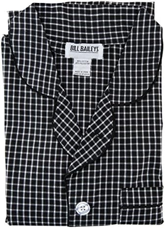 Bill Baileys Sleepwear Men's Broadcloth Woven Pajama Set (Large, Grey Checkered)