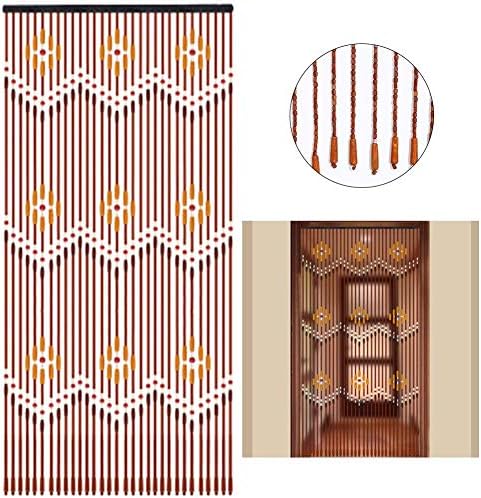 Wooden Beads Curtain, Hanging Wooden Beaded Door Curtain, Dense Bead Curtains, Wedding String Curtain Panel Door for Veranda Bedroom living room Divider