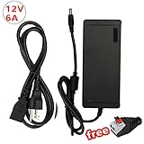 EPBOWPT AC 100-240V to DC 12V 6A Power Supply, 12V 72W Switching Power Converter Adapter for LED Strip Lights, Security Camera, LCD TVs, with 5.5mm X 2.1mm DC Female Barrel Connector