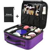 Makeup Bag, ESARORA Portable Travel Makeup Cosmetic Case Organizer Mini Makeup Train Case (10 inch) with Adjustable Dividers for Cosmetics Makeup Brushes Toiletry Jewelry Digital Accessories (Purple)