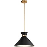 VAXCEL Racine 1 Light Matte Black and Gold Natural Brass Mid-Century Modern Bowtie Pendant, LED Compatible