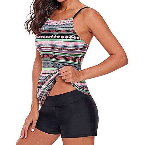 image for Winsummer Bathing Suit Women 2 Piece Tribal Printed Racerback Tankini 