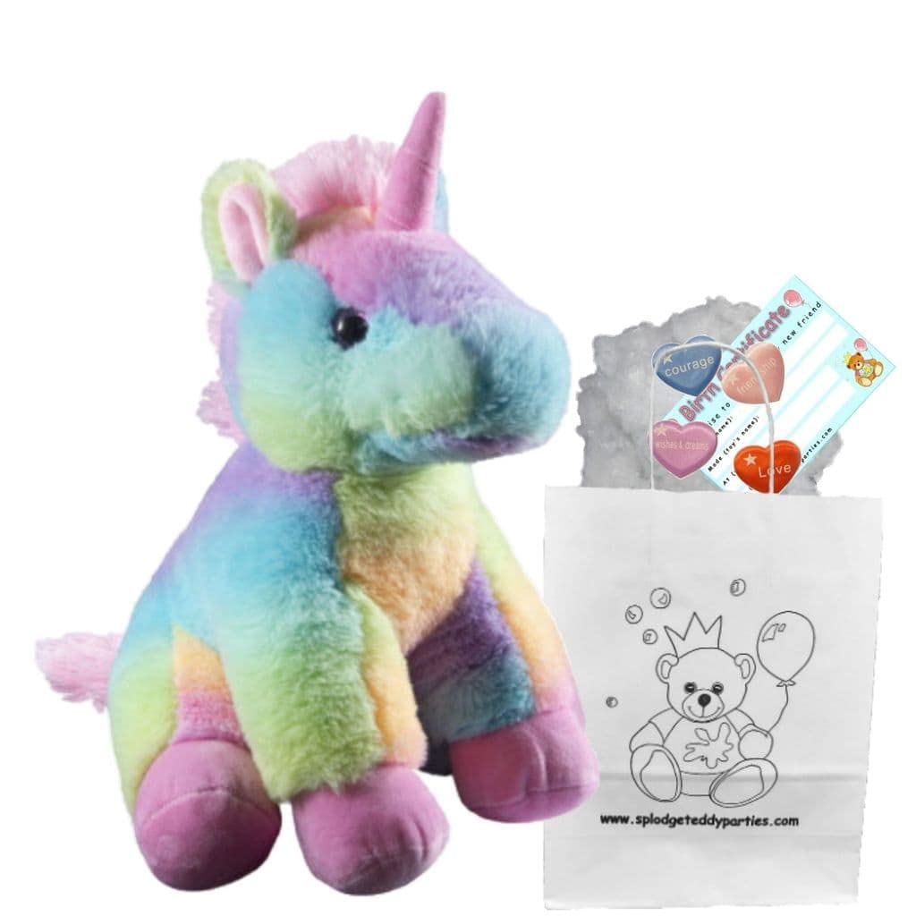 Rainbow Unicorn - Soft Plush Toy - 10 inch / 25cm - Build your own Teddy Bear Kit - no sew