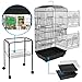 SUPER DEAL 59.3” Bird Cage Large Wrought Iron Cage for Cockatiel Sun Conure Parakeet Finch Budgie Lovebird Canary Medium Pet House with 31” Rolling Stand (59.3”)thumb 3