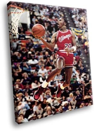H5D6868 Michael Jordan Dunk Chicago Bulls NBA Basketball 20x16 FRAMED CANVAS PRINT