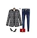 xiaoming Women's Elegent Long Sleeve Collarless Bomber Tweed Jacket Coat Black