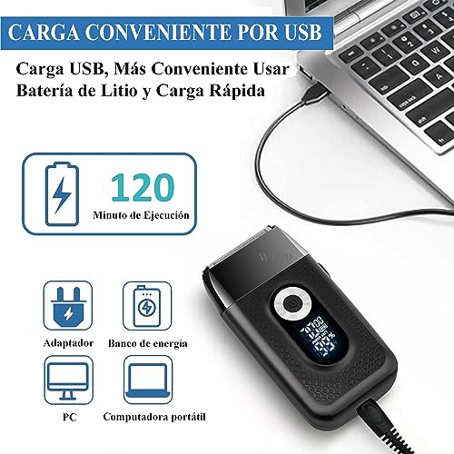 WTDD 2 en 1 Afeitadora Eléctrica para Hombre Con Recortadora De Precisión | Resistente al Agua, Recargable por USB, Maquinilla De Afeitar Led Para Bigote, Maquinillas de Afeitar para de Los Hombres
