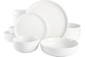 Gibson Home Oslo Porcelain Chip and Scratch Resistant Dinnerware Set, Service for 4 (16pcs), Plates and Bowls Dishes Sets, White