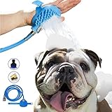 Maci-Fresh Pet Bathing Tool | Deluxe Shower Sprayer and Scrubber In-One for Pets | 8 ft Hose, Pet Grooming & Washing Tools for Dog Bath | Indoor Shower/Bathtub and Outdoor Garden Hose Compatible