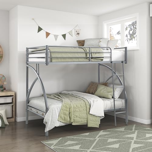 Photo 1 of Lexicon Metal Bunk Beds for Kids Bunk Bed with Storage Space Underneath Safety Guardrails Ladder, Easy Assembly, Space-Saving, No Box Spring Needed, Twin Bunk Beds, Grey