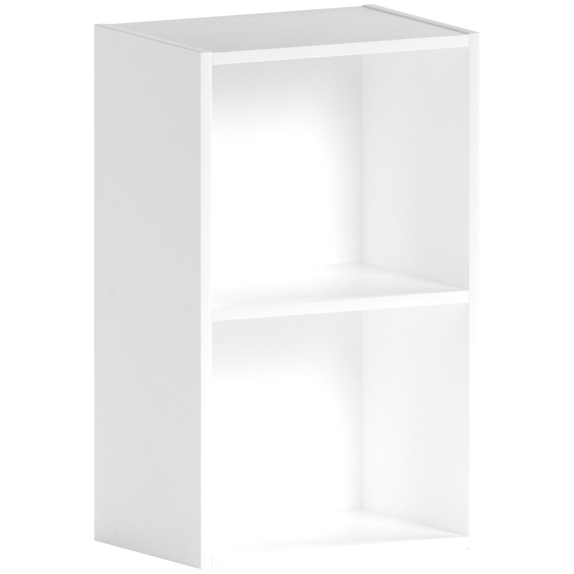 Vida Designs Oxford 2 Tier Cube Bookcase, White Wooden Shelving Display Storage Unit Office Living Room Furniture