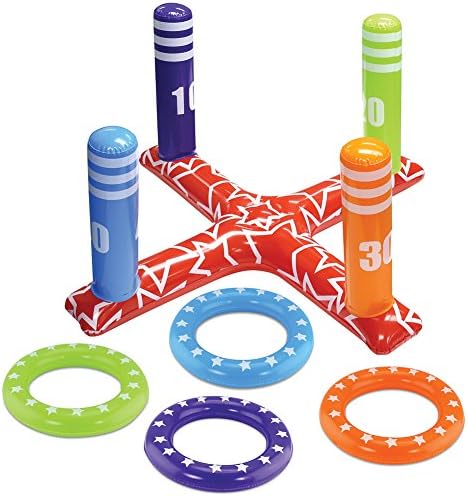 Inflatable Ring Toss Game - Fun Floating Blow-Up Target Swimming Pool Toy