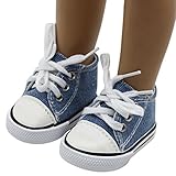 PrettyW Doll Clothes for 18 Inch Dolls - Canvas Lace Up Sneakers Shoes for 18 inch American Girl Dolls (Dark Blue)