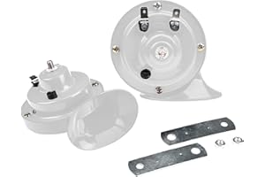 ASUBHA 2 PCS 300DB Super Loud Train Horns, 12V Waterproof Air Double Horns Replacement Kit, Automotive Accessories Electric Snail Horn 12V Horn Kit Universal for Car, Motorcycle, Truck, Bike, Boat (Sliver)