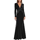 Pleated V-Neck Evening Dress Long Sleeve Velvet Bridesmaid Dress Sexy Mermaid Zipper Formal Dresses
