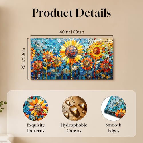 SERIMINO Paintings Decoration Living Room Modern, Vintage Large Decorative Canvas, Colourful Flowers Decorative Sheets, Artistic Sunflower Paintings Bedrooms, Hallways, Dining Room Room 50 x 100 cm