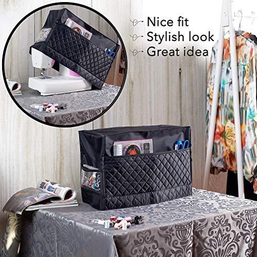 Sewing Machine Cover with 3 Convenient Pockets – Protective Quilted Dust Cover Pro – Universal for Most Standard Singer & Brother Machines – Easy to Clean & Space Saving Protector - | Rodi's