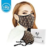 ANALAN Mouth Mask Anti Pollution Dust Mask Washable And Reusable Mask For Flu Pollen Allergies Somke （Gold life flower）