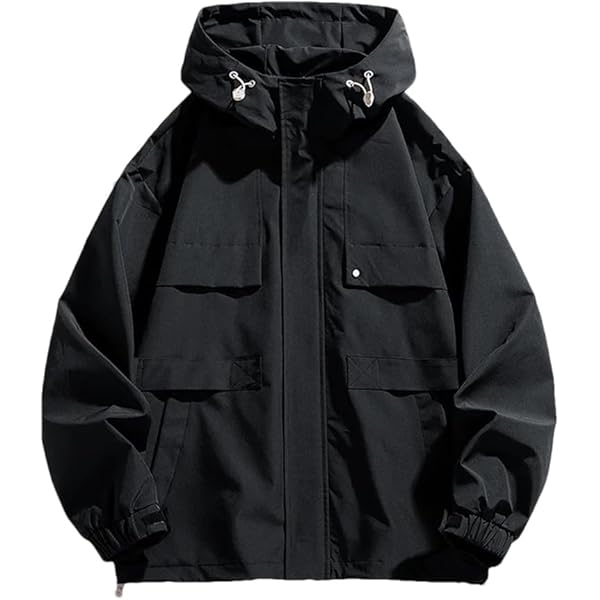 FoxQ Mens Jacket Casual Lightweight Hooded Windbreaker softshell