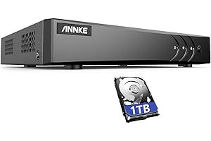 ANNKE 8-Channel 5-in-1 5MP Lite Security Standalone DVR with 1TB Hard Drive, H.265+ Hybrid Surveillance DVR, Supports 8CH Analog and 2 IP Cameras for 24/7 Home CCTV, Motion Detection