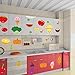 BIBITIME Fruit Wall Decals Kitchen Art Stickers Strawberry Mushrooms Green Vegetables Pumpkin Watermelon Carrot Eggplant Cherry Orange Ice Cream Lockers Window Tile Decor