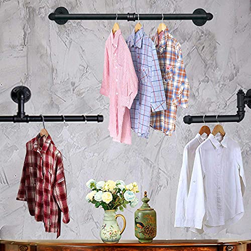 TLBTEK Industrial Pipe Clothes Rack,Heavy Duty Rustic Clothes Hanging