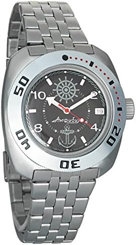 VOSTOK Amphibian Russian Mens Mechanical AUTO Self-Winding 200WR Wrist Watch #710526 (Classic-Steel)