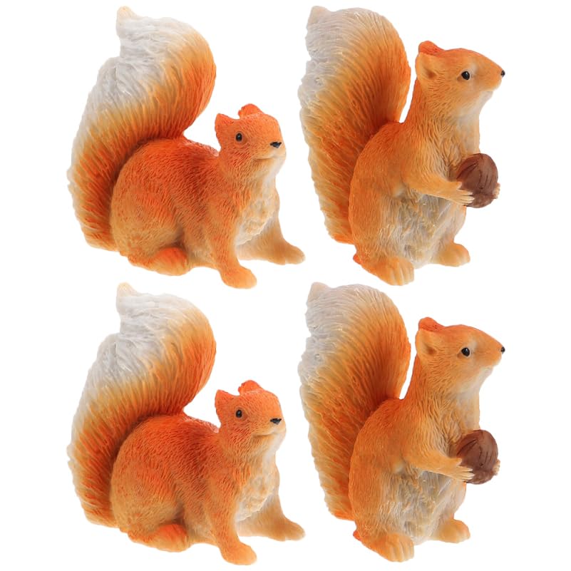 ibasenice Miniature Squirrel Figurines 2Pcs Resin Garden Decoration Small Squirrel Figures for Dollhouse Micro Landscape Cake Ornaments