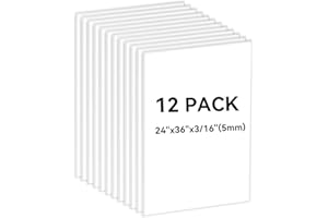 12 Pack White Foam Board 24x36x3/16 inches(5mm), Three-Tiered, Poster Board for Art, Crafts, Signage, Displays, Paintings, Pr