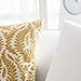 HWY 50 Mustard Yellow Decorative Throw Pillow Covers 18x18 Inch (1 Piece), Embroidered Cotton Farmhouse Cushion Cover Pillow Case for Sofa Couch Living Room Bed Bedroon, Floral Branches