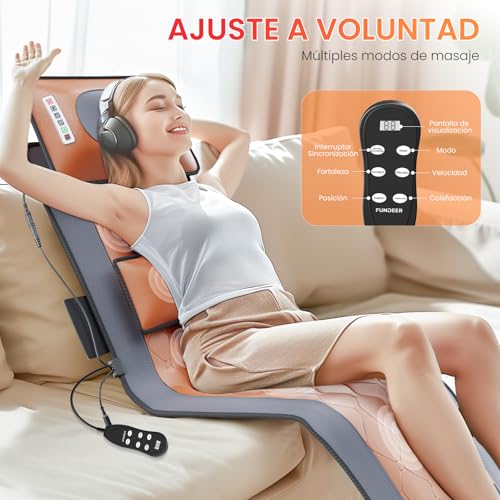 Masajeador de Cuerpo Completo,Cojín de Masaje Térmico para Todo el Cuerpo,Cojín de Masaje Eléctrico con 10 motores vibratorios,20 Cabezales de Masaje Shiatsu para el Cuello,Adecuado para cuello,espalda,cintura,caderas,piernas