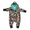 Lilakind Baby overall eendelig met capuchon Softshell leeuwenbladeren marineblauw Gr. 56/62-116/122 – Made in Germany