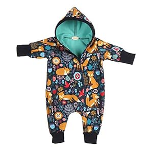 Lilakind Baby overall eendelig met capuchon Softshell leeuwenbladeren marineblauw Gr. 56/62-116/122 – Made in Germany