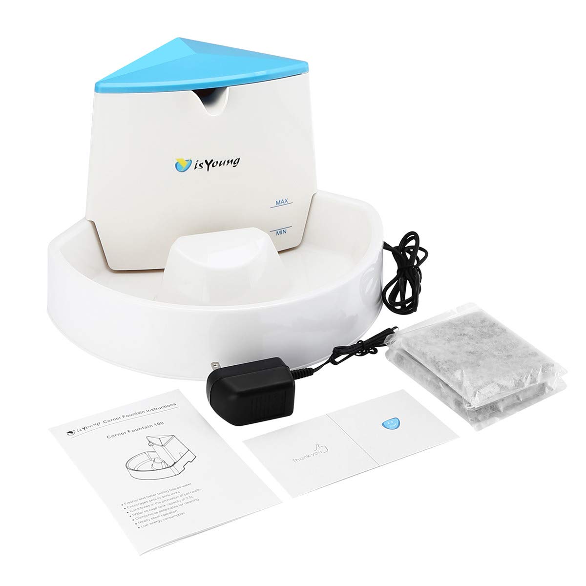 isYoung Pet Fountain, 84oz/2.5L Dog Fountain Automatic Water Dispenser for Dogs & Cats