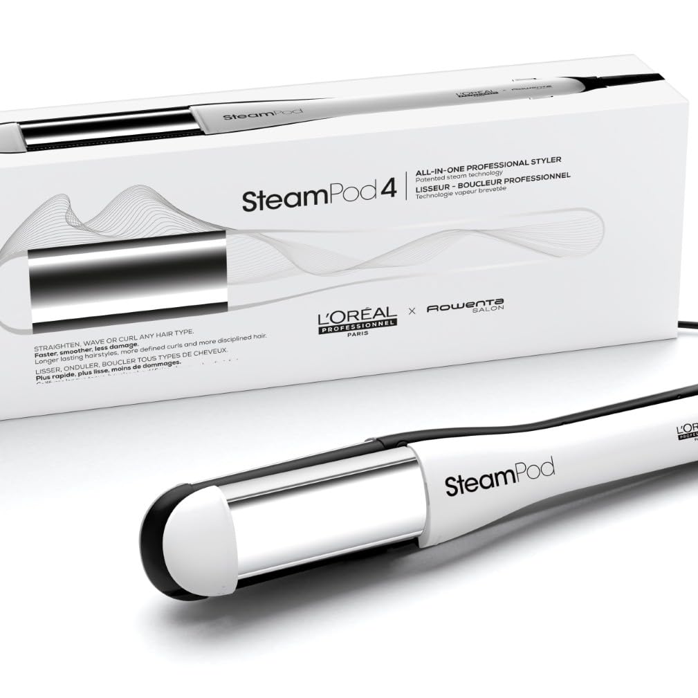 L'Oréal Professionnel Steam Hair Straightener & Styling Tool, for All Hair Types, SteamPod 4, UK Plug
