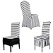 Dining Room Chair Covers, SHZONS Stretch Stripe Ruffled Long Skirt Dining Chair Slipcover, Black/White(Style C)